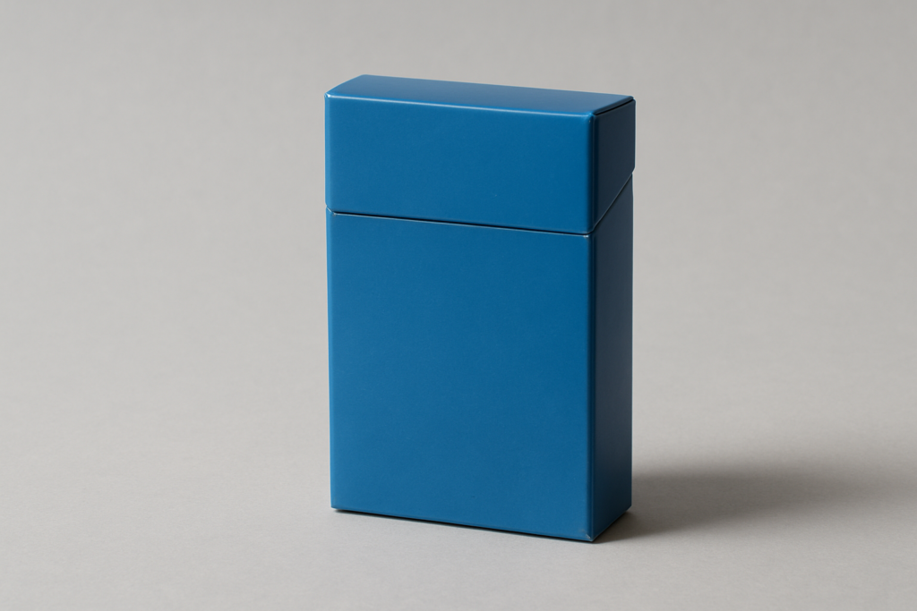 Generic blue cigarette pack on neutral background