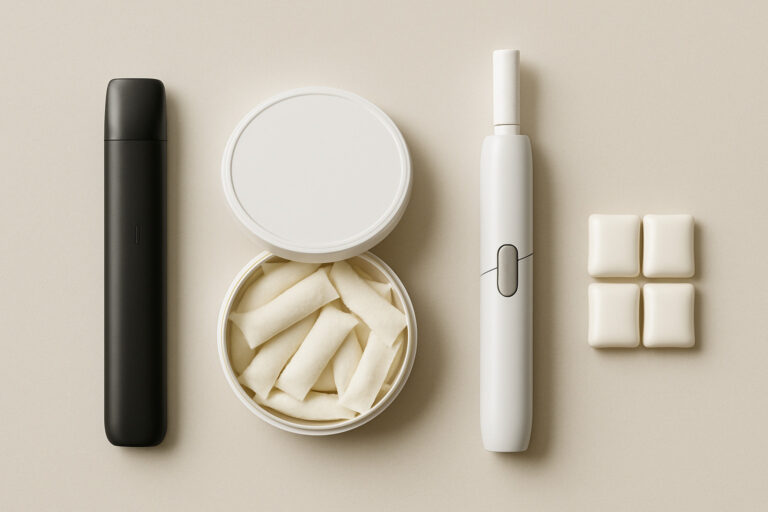 Comparison still life of several low smell cigarette alternatives