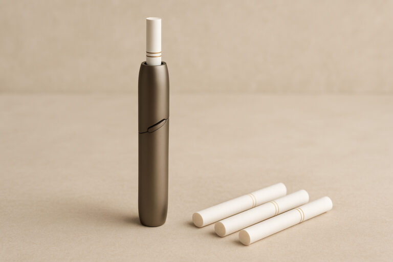Generic heated tobacco device with sticks on a premium background