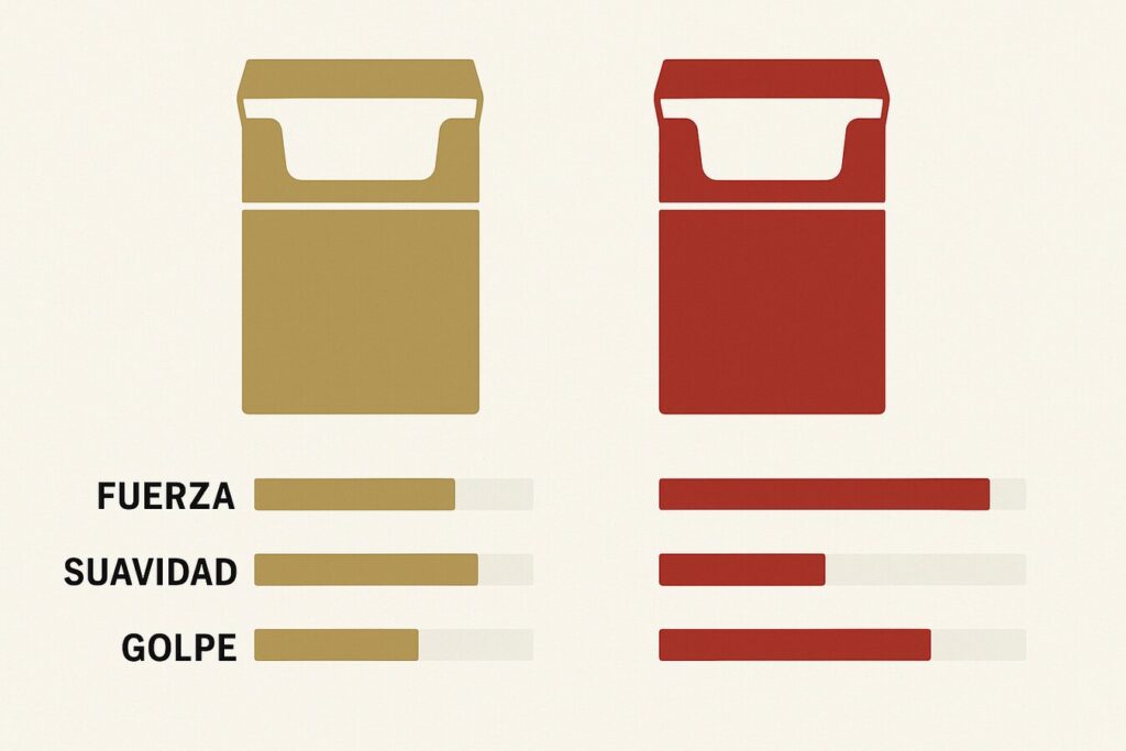 Infografía comparativa entre paquete dorado y rojo
