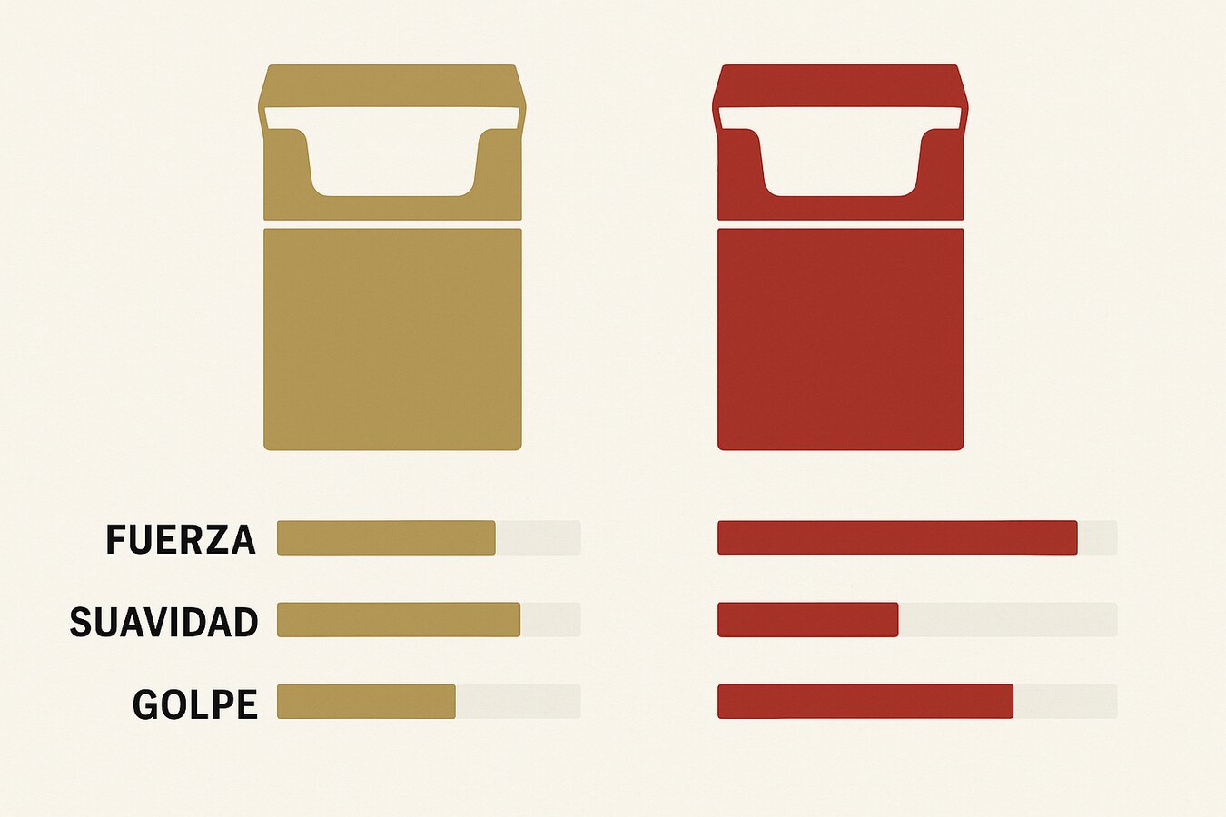 Infografía comparativa entre paquete dorado y rojo