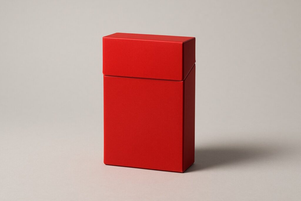 Generic red cigarette pack on neutral background